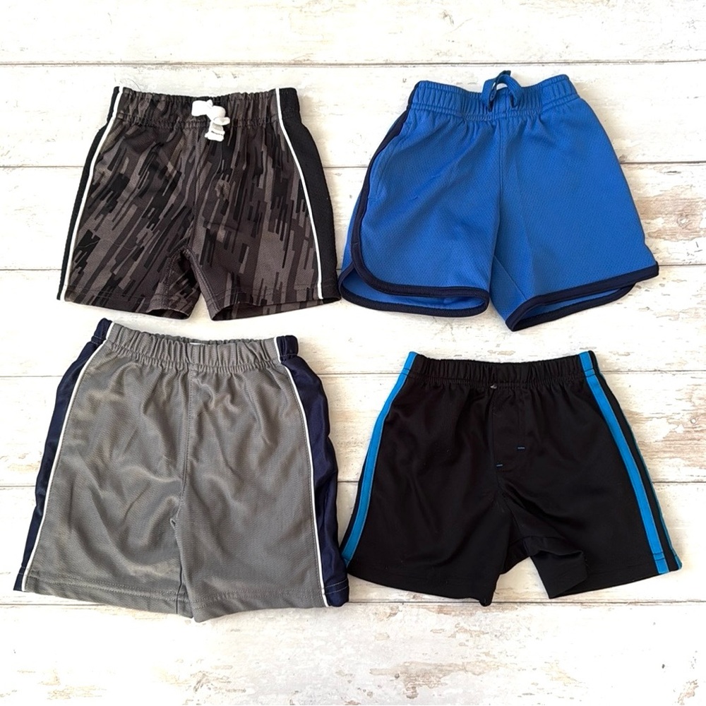Baby Boys 18m Toddler Shorts Bundle Athletic Style Blue Black Gray Camo 4 Pack